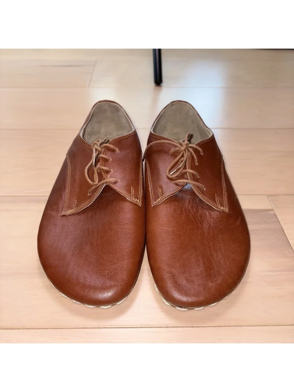 Aintap Handmade Leather Oxford Shoes Men’s Size 12 Brown Turkey Crepe Sole